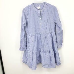J‎ Crew Women Size Small Dress Blue White Striped Long Sleeve Tiered Stretch